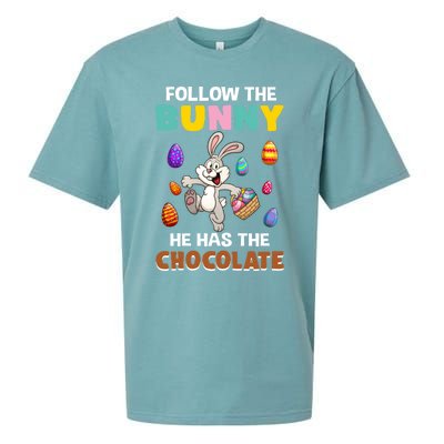 Follow The Bunny He Has The Chocolate Happy Easter Day Great Gift Sueded Cloud Jersey T-Shirt