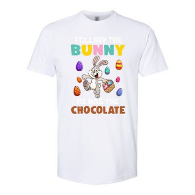 Follow The Bunny He Has The Chocolate Happy Easter Day Great Gift Softstyle CVC T-Shirt