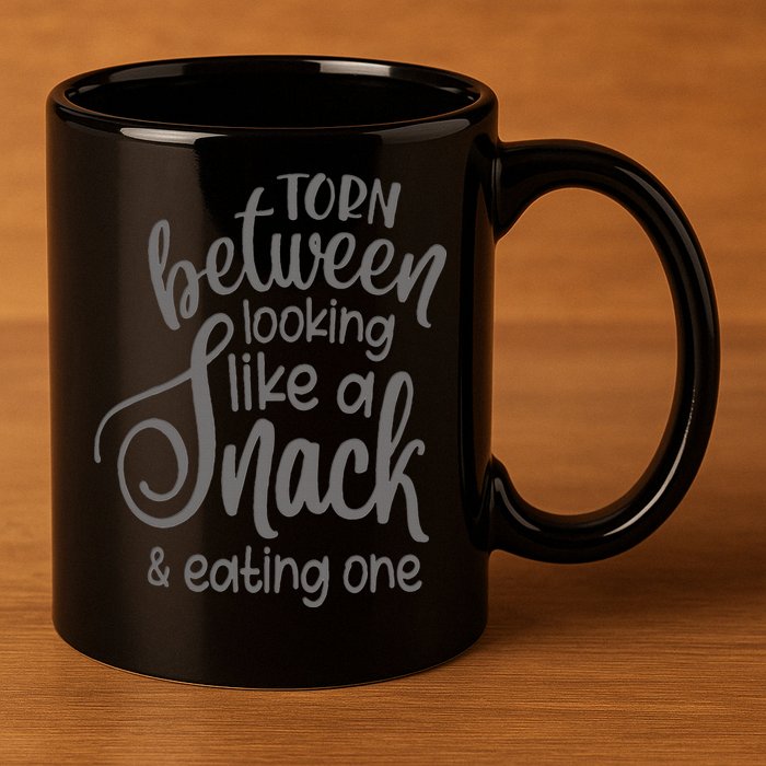 funny Torn Between Looking Like a Snack and Eating One  11oz C Handle Ceramic Mug