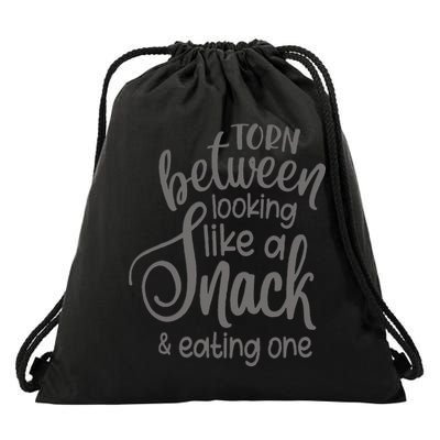 funny Torn Between Looking Like a Snack and Eating One  Drawstring Bag
