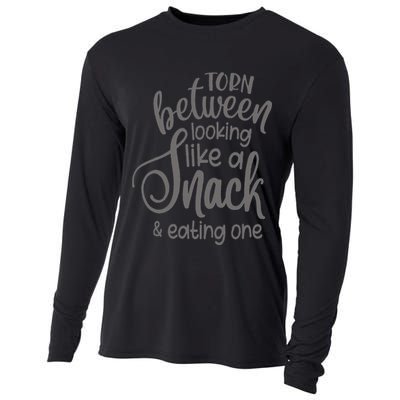 funny Torn Between Looking Like a Snack and Eating One  Cooling Performance Long Sleeve Crew