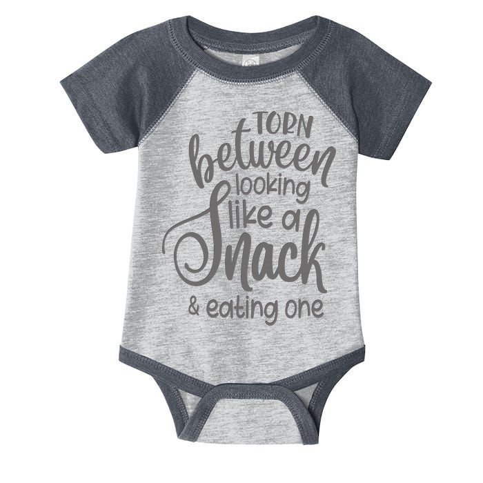 funny Torn Between Looking Like a Snack and Eating One  Infant Baby Jersey Bodysuit