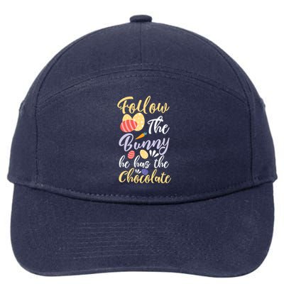 Follow The Bunny He Has The Chocolate Gift 7-Panel Snapback Hat