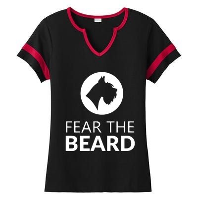 Fear The Beard Funny Schnauzer Lover Ladies Halftime Notch Neck Tee