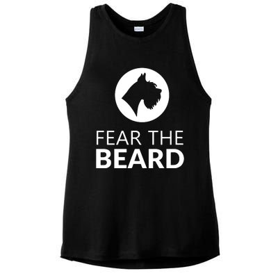 Fear The Beard Funny Schnauzer Lover Ladies PosiCharge Tri-Blend Wicking Tank