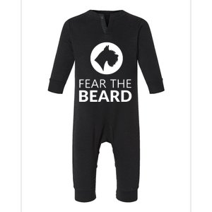 Fear The Beard Funny Schnauzer Lover Infant Fleece One Piece