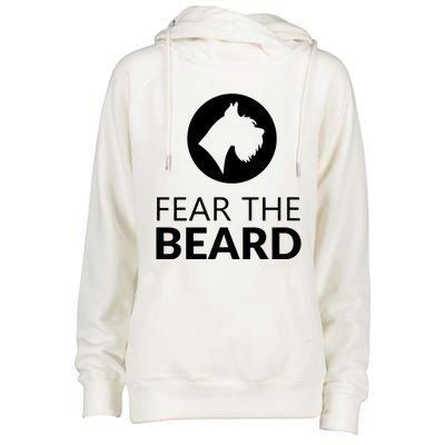 Fear The Beard Funny Schnauzer Lover Womens Funnel Neck Pullover Hood