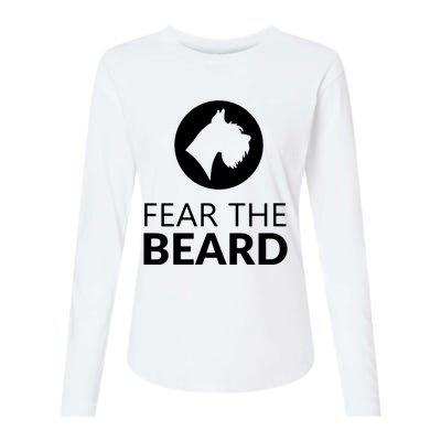 Fear The Beard Funny Schnauzer Lover Womens Cotton Relaxed Long Sleeve T-Shirt