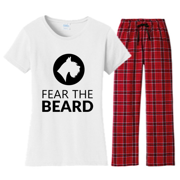 Fear The Beard Funny Schnauzer Lover Women's Flannel Pajama Set