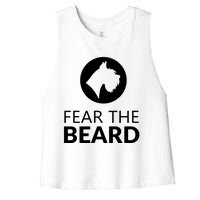 Fear The Beard Funny Schnauzer Lover Women's Racerback Cropped Tank