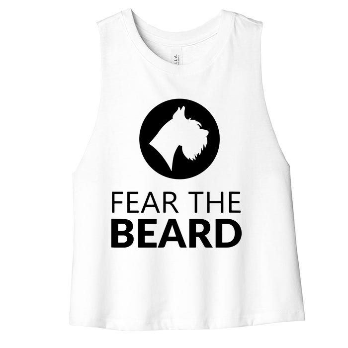 Fear The Beard Funny Schnauzer Lover Women's Racerback Cropped Tank