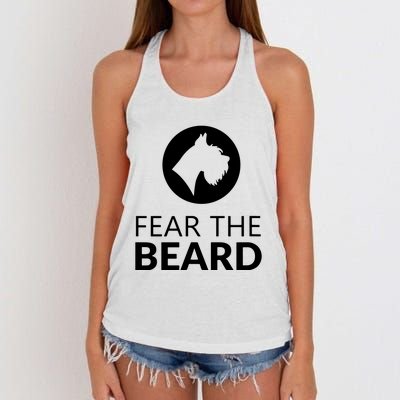 Fear The Beard Funny Schnauzer Lover Women's Knotted Racerback Tank