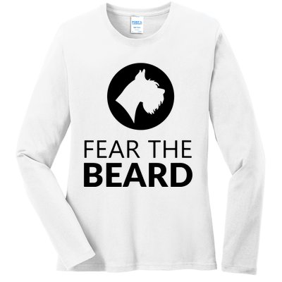 Fear The Beard Funny Schnauzer Lover Ladies Long Sleeve Shirt