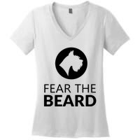 Fear The Beard Funny Schnauzer Lover Women's V-Neck T-Shirt