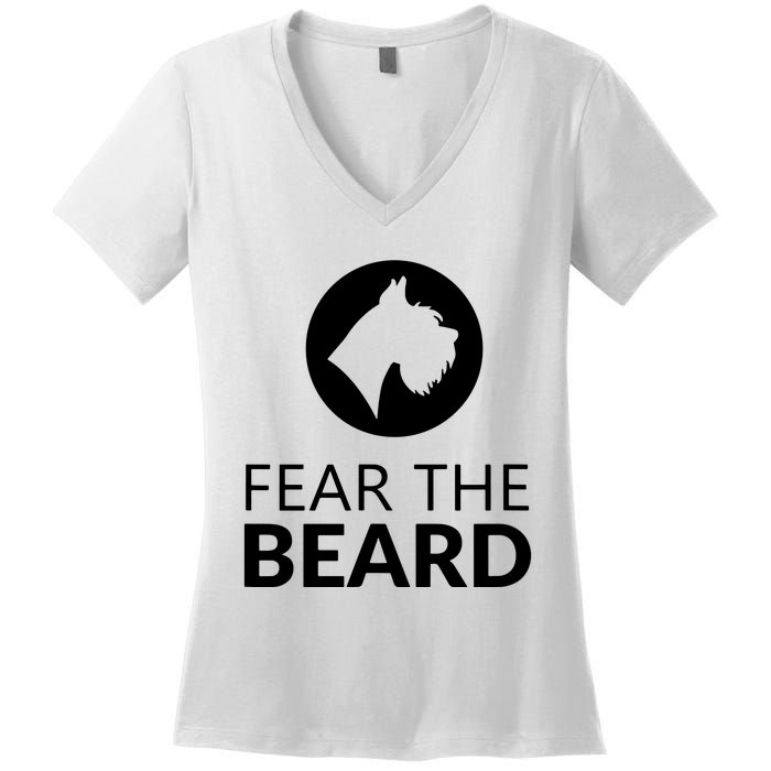 Fear The Beard Funny Schnauzer Lover Women's V-Neck T-Shirt