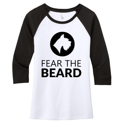 Fear The Beard Funny Schnauzer Lover Women's Tri-Blend 3/4-Sleeve Raglan Shirt