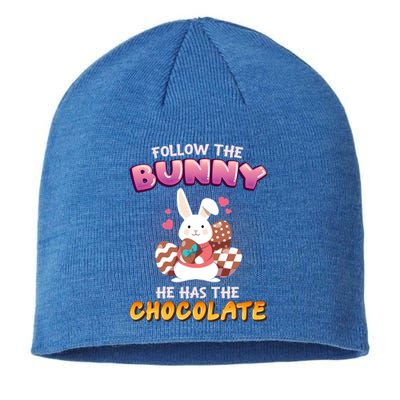 Follow The Bunny He Has The Chocolate Gift Easter Bunny Great Gift Sustainable Beanie