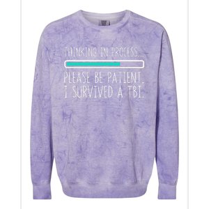 Funny Traumatic Brain Injury Awareness Thinking In Process Colorblast Crewneck Sweatshirt