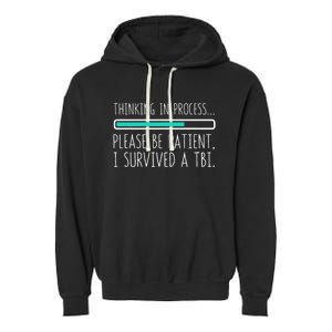 Funny Traumatic Brain Injury Awareness Thinking In Process Garment-Dyed Fleece Hoodie