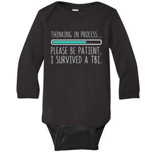 Funny Traumatic Brain Injury Awareness Thinking In Process Baby Long Sleeve Bodysuit