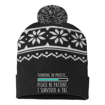 Funny Traumatic Brain Injury Awareness Thinking In Process USA-Made Snowflake Beanie