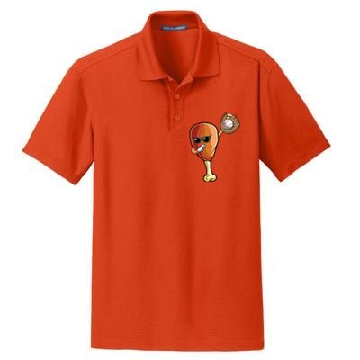 Funny Thanksgiving Baseball Team Player Coach Turkey Leg Day Gift Dry Zone Grid Polo