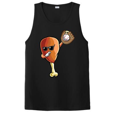 Funny Thanksgiving Baseball Team Player Coach Turkey Leg Day Gift PosiCharge Competitor Tank