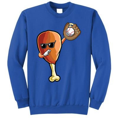 Funny Thanksgiving Baseball Team Player Coach Turkey Leg Day Gift Sweatshirt