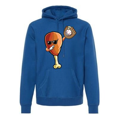 Funny Thanksgiving Baseball Team Player Coach Turkey Leg Day Gift Premium Hoodie