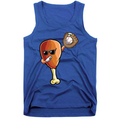 Funny Thanksgiving Baseball Team Player Coach Turkey Leg Day Gift Tank Top