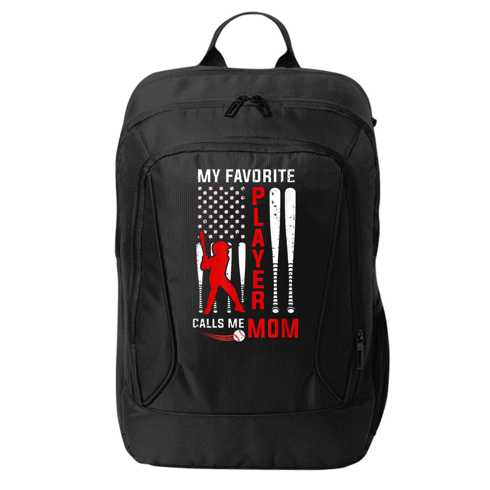 Favorite Tee Ball Player Calls Me Mom Usa Flag Mother's Day City Backpack