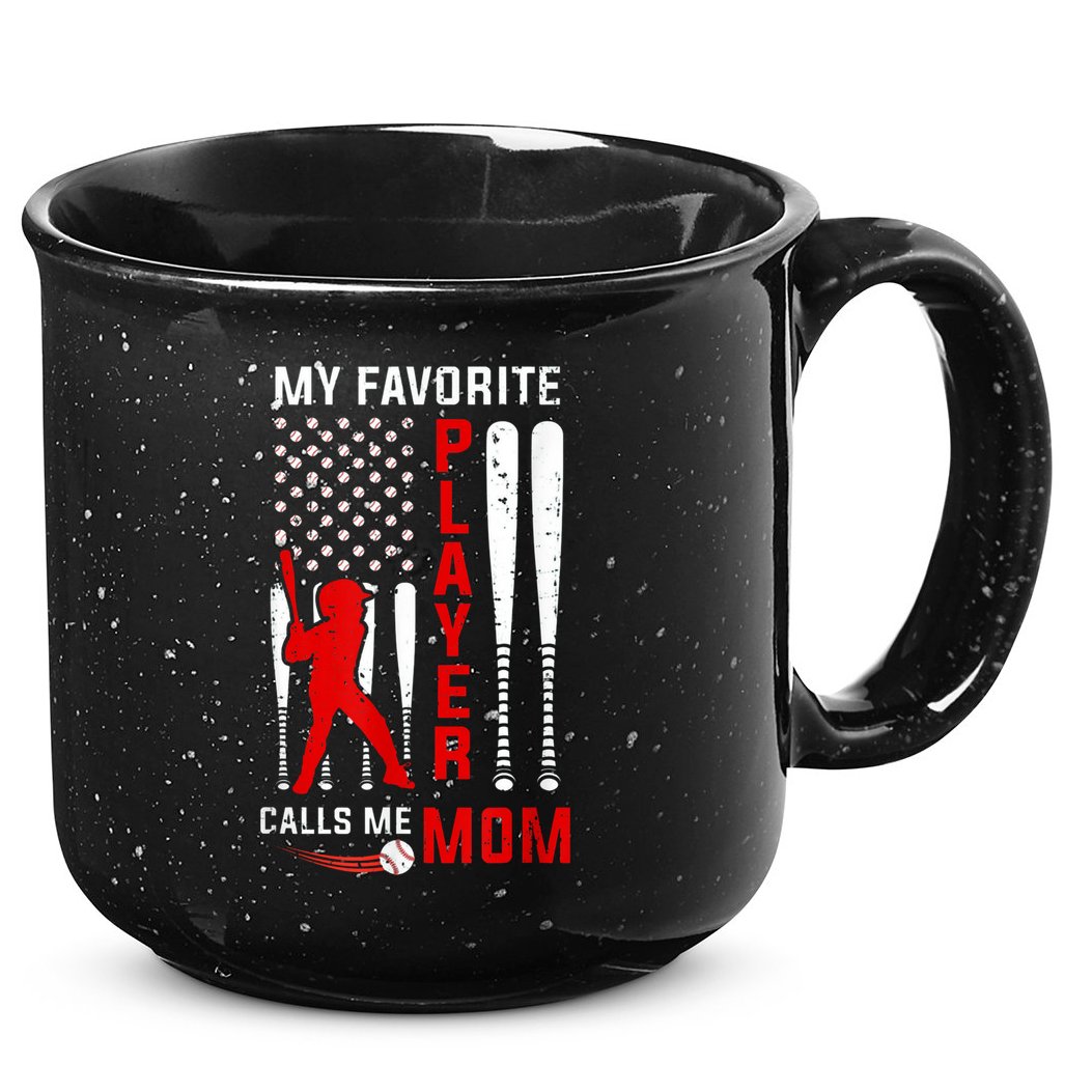 Favorite Tee Ball Player Calls Me Mom Usa Flag Mother's Day 15oz Campfire Ceramic Mug