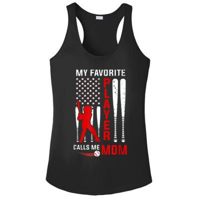 Favorite Tee Ball Player Calls Me Mom Usa Flag Mother's Day Ladies PosiCharge Competitor Racerback Tank