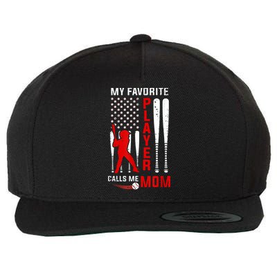 Favorite Tee Ball Player Calls Me Mom Usa Flag Mother's Day Wool Snapback Cap