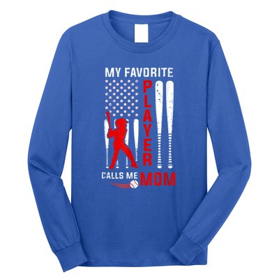 Favorite Tee Ball Player Calls Me Mom Usa Flag Mother's Day Long Sleeve Shirt