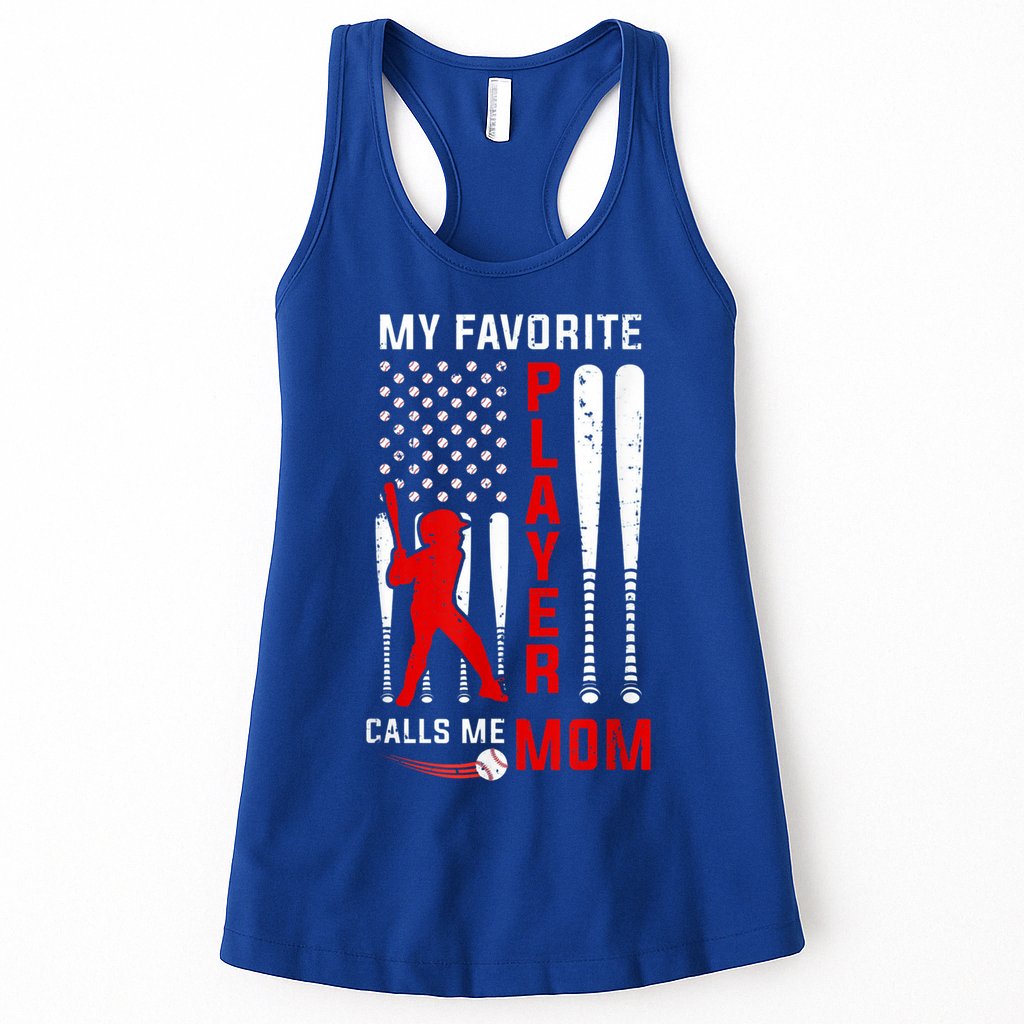 Favorite Tee Ball Player Calls Me Mom Usa Flag Mother's Day Womens Tank Top