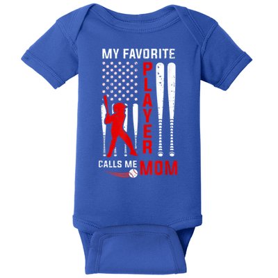 Favorite Tee Ball Player Calls Me Mom Usa Flag Mother's Day Baby Bodysuit