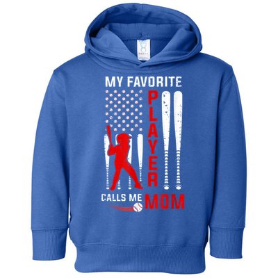 Favorite Tee Ball Player Calls Me Mom Usa Flag Mother's Day Toddler Hoodie