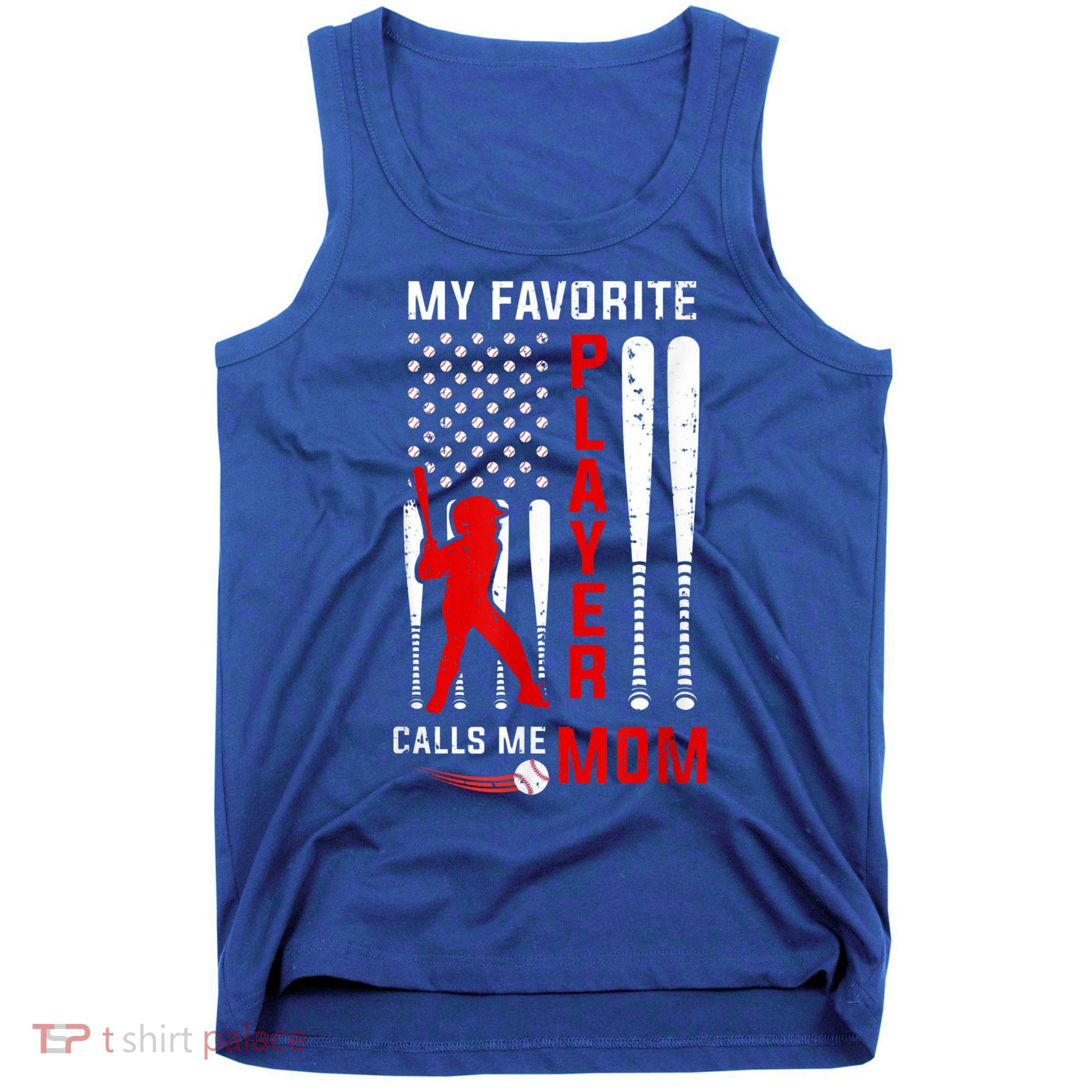 Favorite Tee Ball Player Calls Me Mom Usa Flag Mother's Day Tank Top