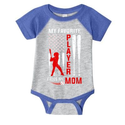 Favorite Tee Ball Player Calls Me Mom Usa Flag Mother's Day Infant Baby Jersey Bodysuit