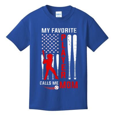 Favorite Tee Ball Player Calls Me Mom Usa Flag Mother's Day Kids T-Shirt