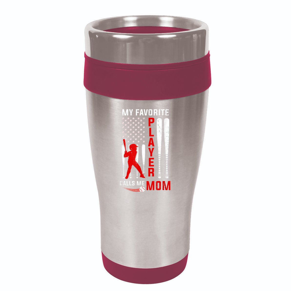 Favorite Tee Ball Player Calls Me Mom Usa Flag Mother's Day 16oz Travel Tumbler