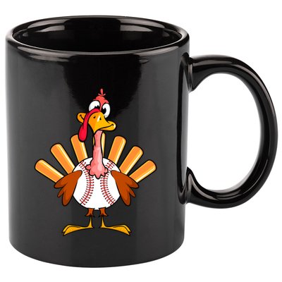Funny Turkey Baseball Player Thanksgiving Day Baseball Lover Gift 11oz C Handle Ceramic Mug