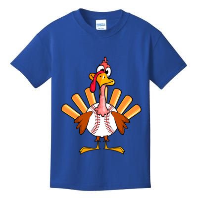 Funny Turkey Baseball Player Thanksgiving Day Baseball Lover Gift Kids T-Shirt