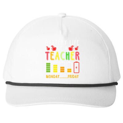 Funny Teacher Battery Life Teacher Battery Life Of A Teacher Meaningful Gift Snapback Five-Panel Rope Hat