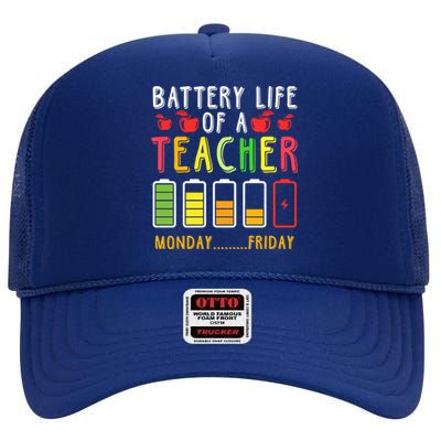 Funny Teacher Battery Life Teacher Battery Life Of A Teacher Meaningful Gift High Crown Mesh Back Trucker Hat