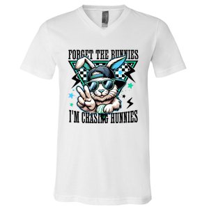 Forget The Bunnies IM Chasing Hunnies Easter V-Neck T-Shirt