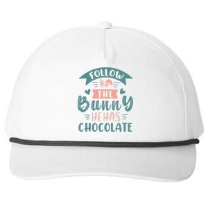 Follow The Bunny He Has Chocolate Funny Easter Snapback Five-Panel Rope Hat