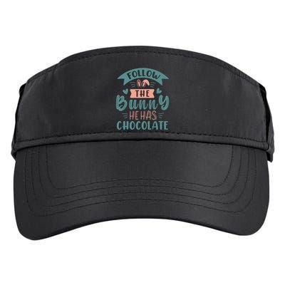 Follow The Bunny He Has Chocolate Funny Easter Adult Drive Performance Visor