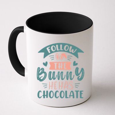 Follow The Bunny He Has Chocolate Funny Easter Mug